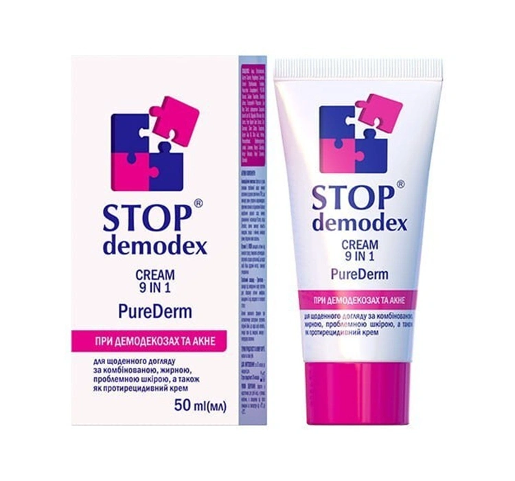 GOLDENPHARM Stop Demodex PureDerm 9w1 – krem do skóry tłustej i problematycznej, 50 ml