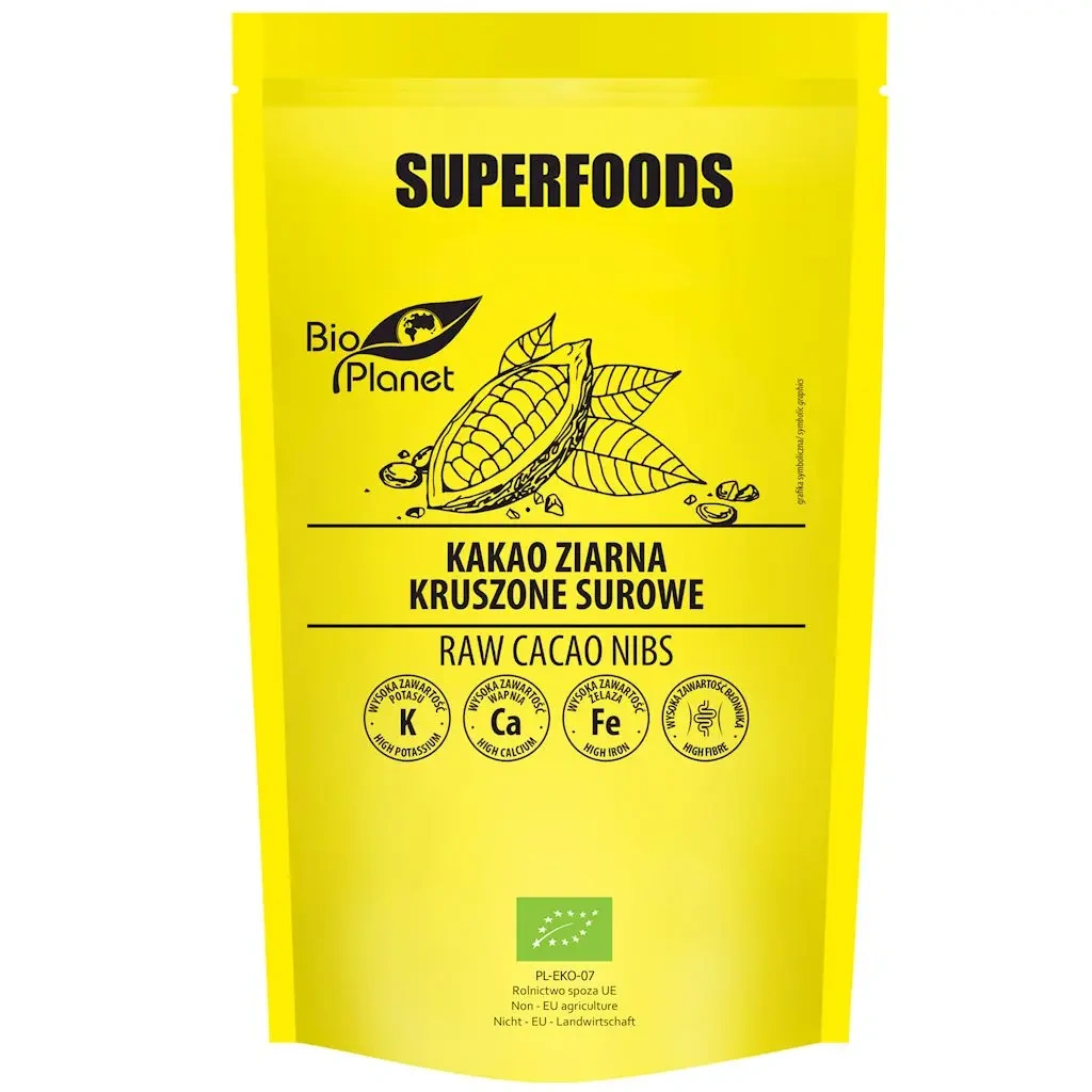 BIO PLANET Kakao surowe kruszone ziarno kakaowca  BIO 250 g