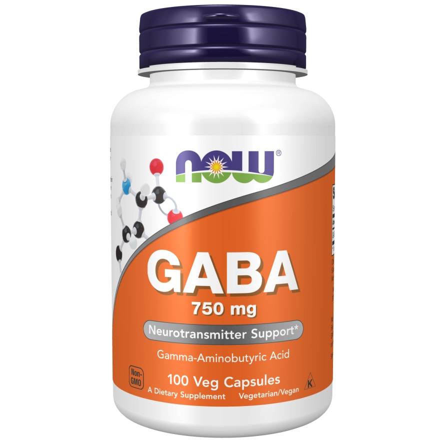 NOW Foods, GABA, 750 mg, 100 kapsułek roślinnych