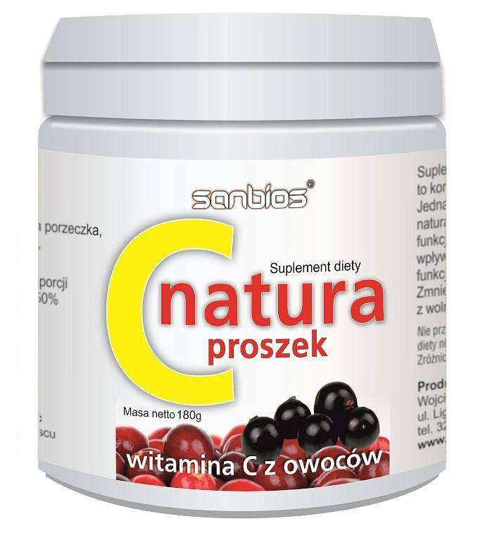 SANBIOS C-NATURA – witamina C z owoców w proszku, 180 g