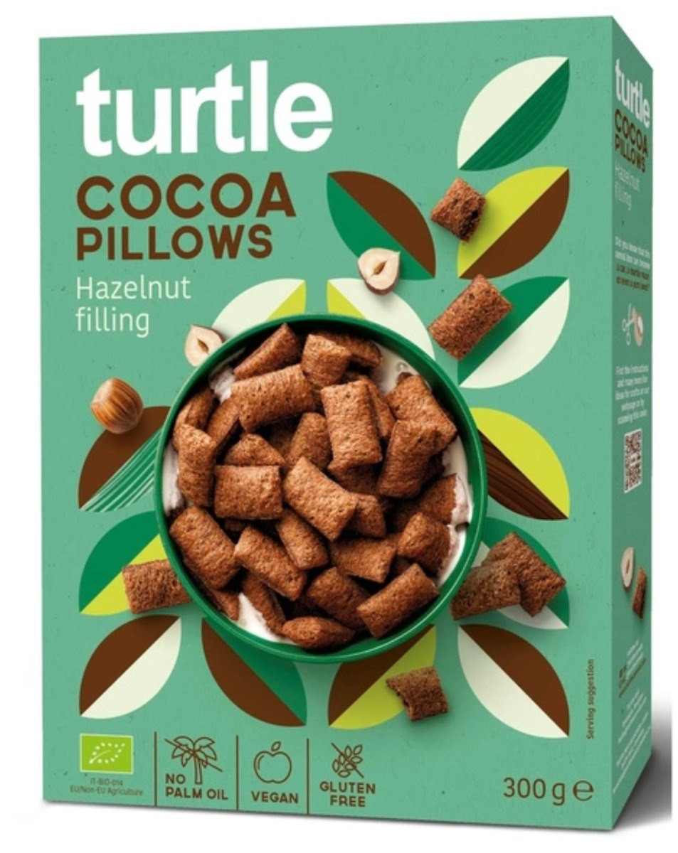 TURTLE Cocoa Pillows BIO – kakaowe poduszeczki z nadzieniem orzechowym, 300 g