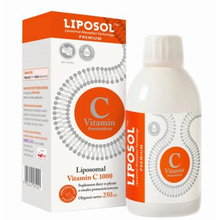 Aliness LIPOSOL™ Liposomalna Witamina C 1000 mg (Buforowana) 250 ml – smak pomarańczowy