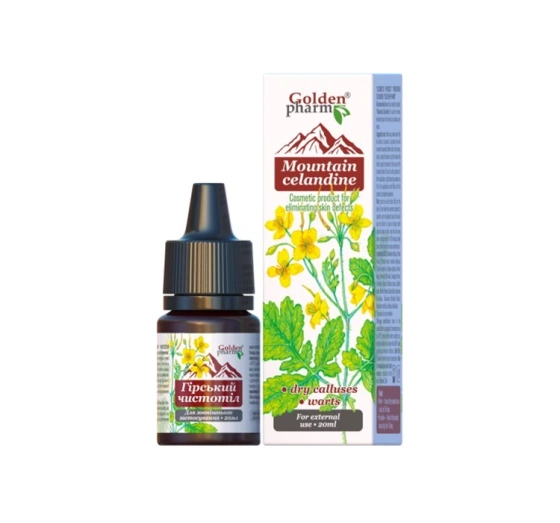 GOLDEN PHARM Glistnik Górski Jaskółcze Ziele Ekstrakt Кurzajki Brodawki Modzele Włókniaki 20ml