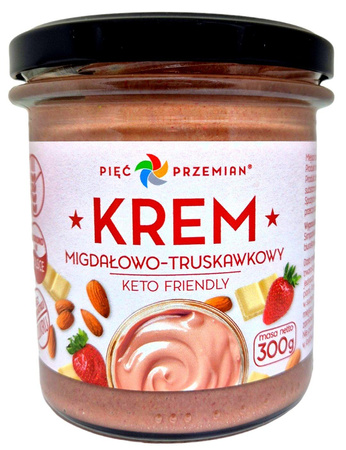 PIĘĆ PRZEMIAN Krem Migdałowo -Truskawkowy, bez cukru, KETO, bezglutenowy 300 g