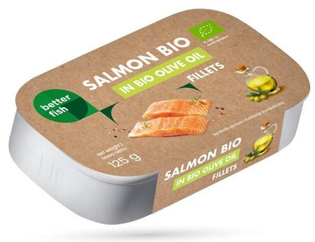 BETTER FISH Łosoś atlantycki w olwie z oliwek extra virgin BIO 125 g