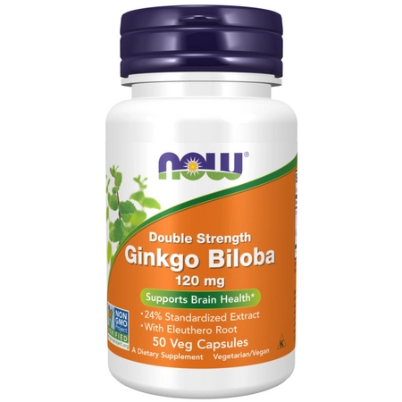 NOW Foods Ginkgo Biloba Double Strength 120 mg – 50 kapsułek wegetariańskich