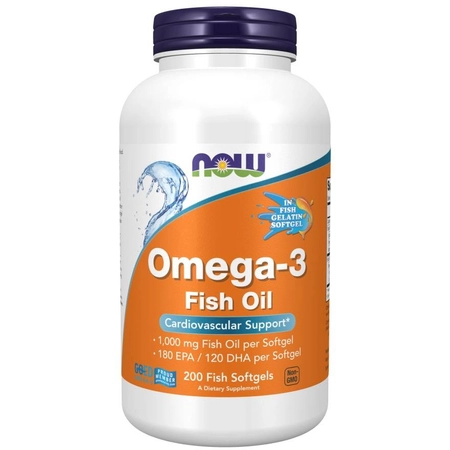 NOW FOODS Fish Omega 3 200 kapsułek z żelatyny rybiej