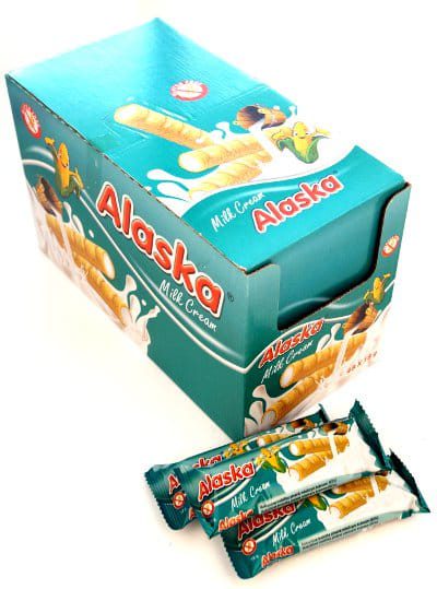 ALASKA  Rurki kukurydziane z mlecznym kremem BOX  48 X 16 GRAM