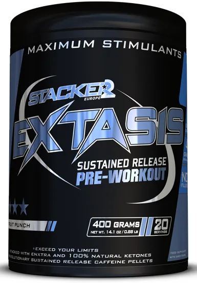 STACKER EXTASIS Sustained Release Pre-workout, orange lemon burst 400g