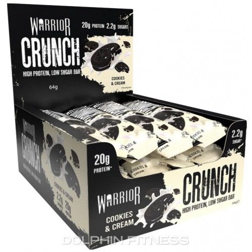 WARRIOR Baton białkowy  bez cukru Cookies & Cream Flavour, 12 batonów x 64g