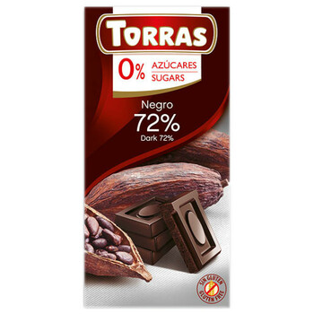 TORRAS Czekolada gorzka 72% kakao bez dodatku cukru 75g