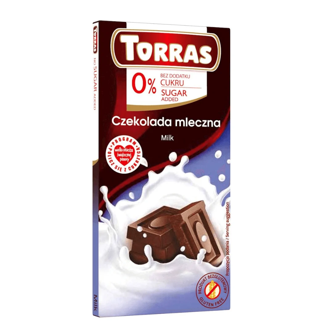 TORRAS Czekolada Mleczna bez Dodatku Cukru 75g