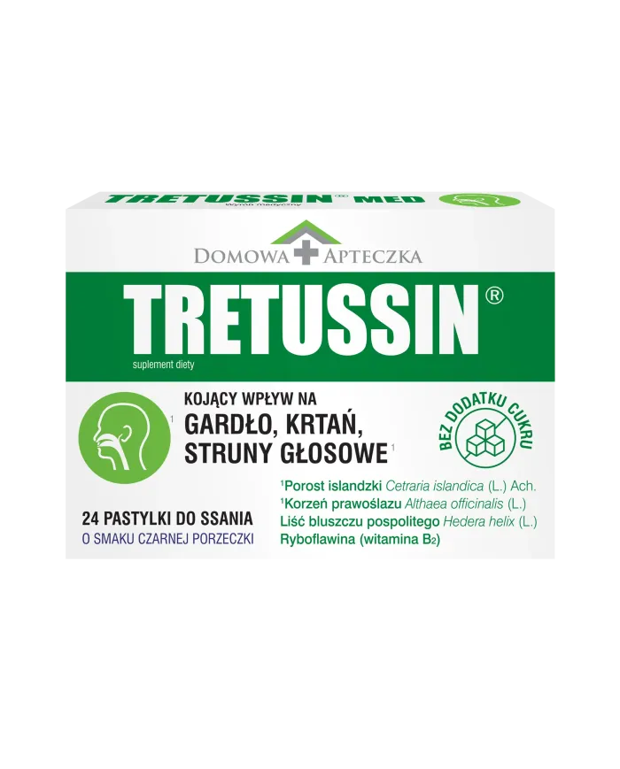 DOMOWA APTECZKA Tretussin MED 24 pastylki o smaku czarnej porzeczki