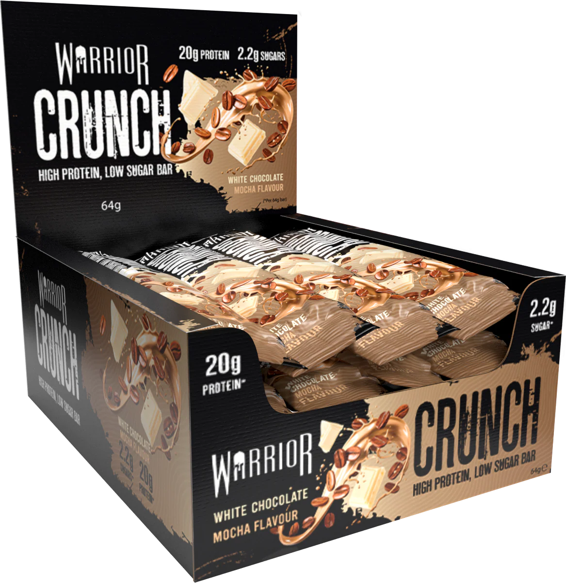 WARRIOR CRUNCH Baton białkowy bez cukru 12x64 g white chocolate mocha