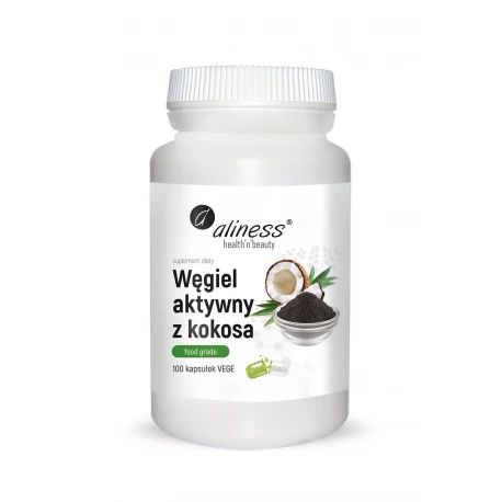 ALINESS Węgiel Aktywny z Kokosa Spożywczy Food Grade 300mg 100 kap